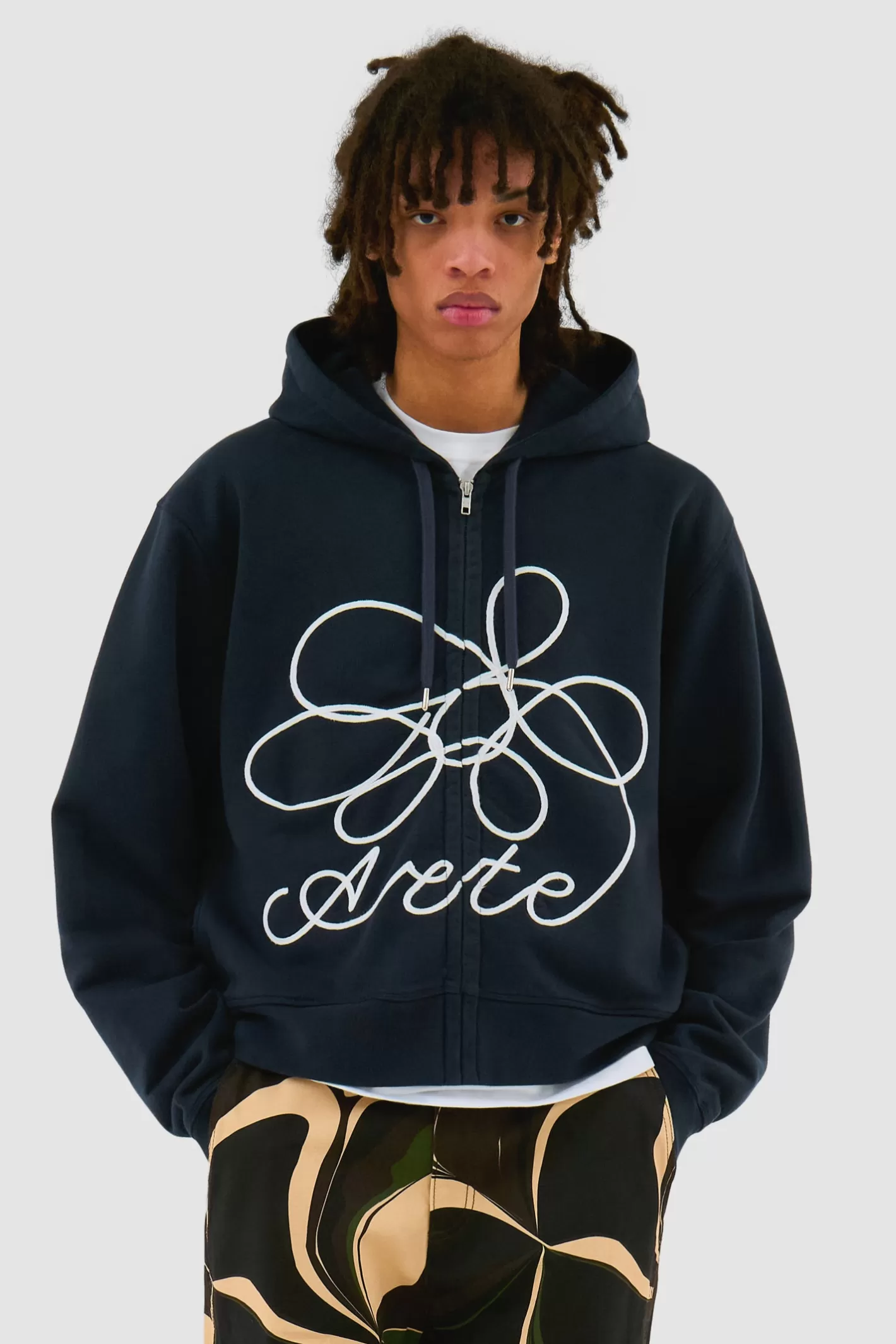 Cheap Flower Logo Zip Hoodie - Hoodies