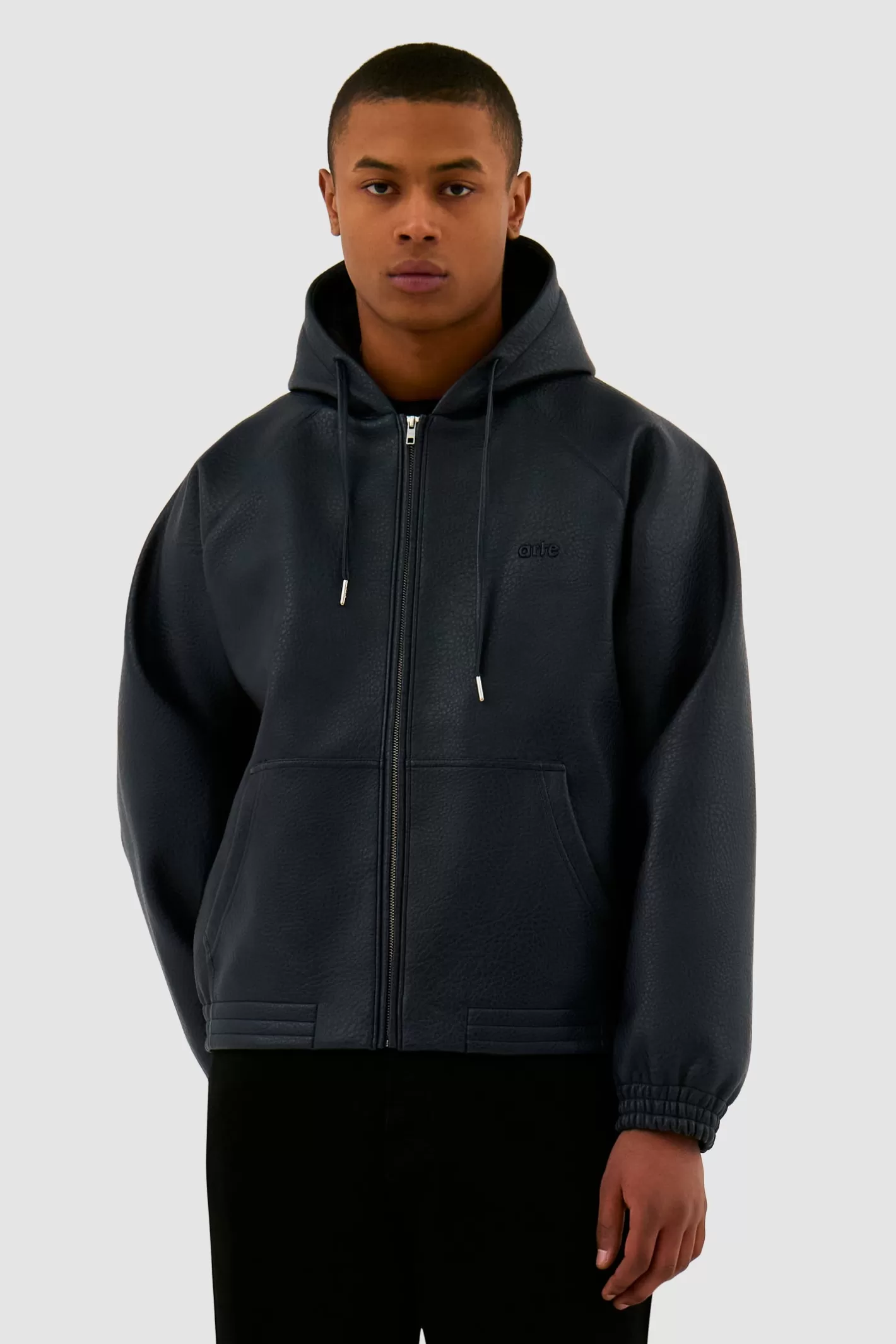 Clearance Leather Hooded Jacket - Jackets